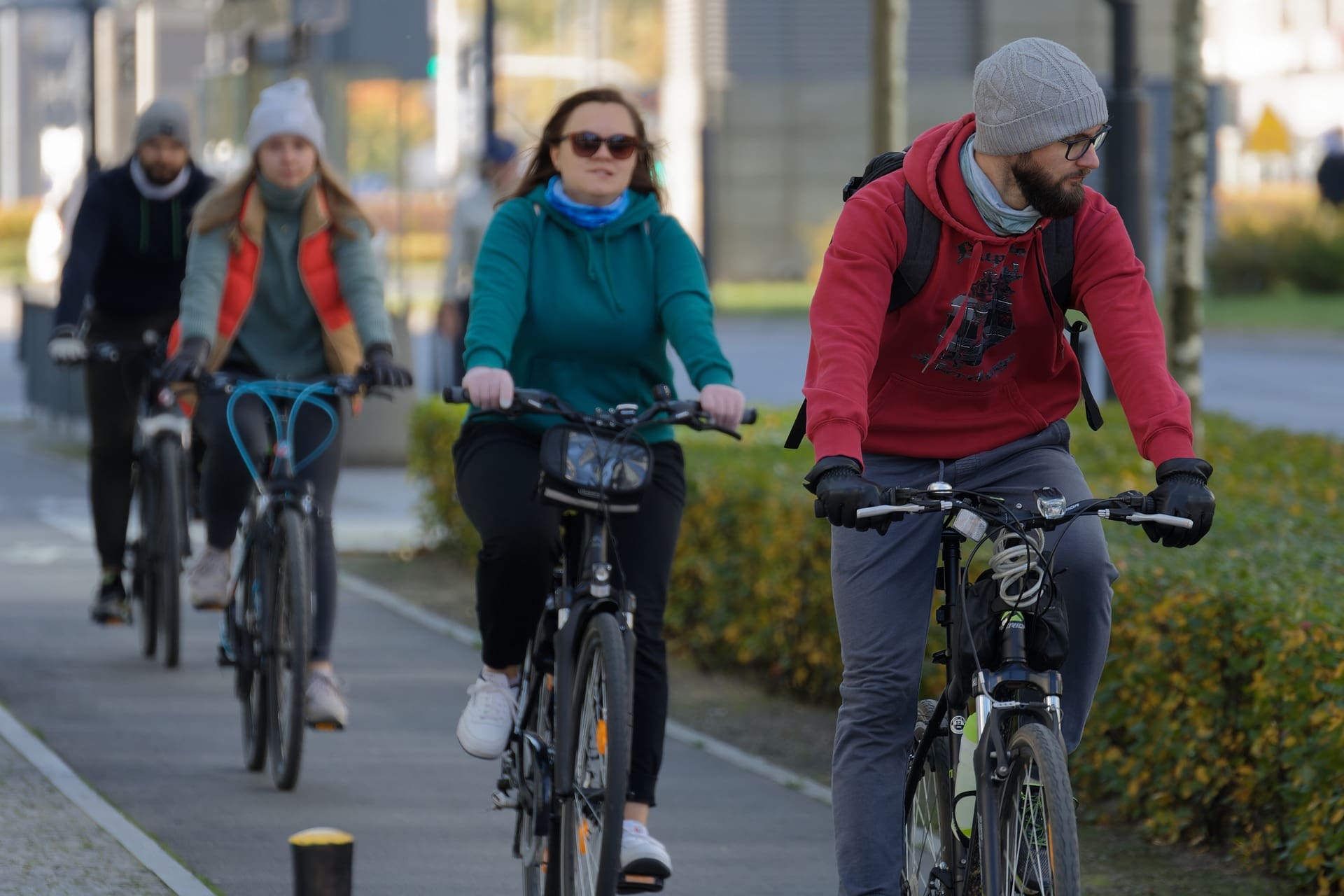 Cyclists using a dedicated lane