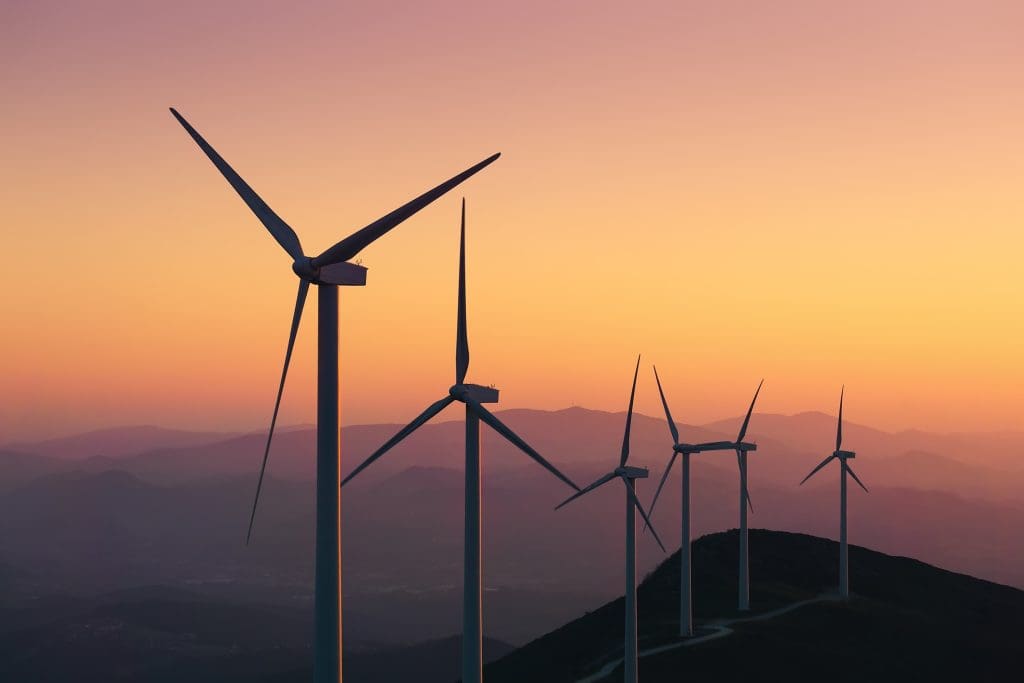 A wind farm delivering renewable energy