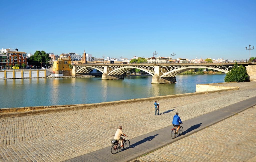 A cyclist in Seville, Spain