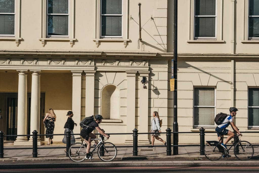 Cyclists and pedestrians in London