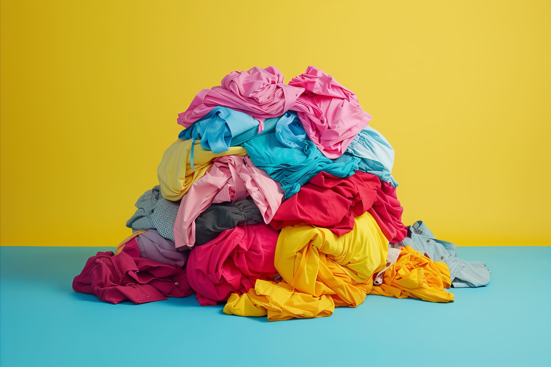A pile of colourful linen. France is moving to make the textile and fashion industry more sustainable.