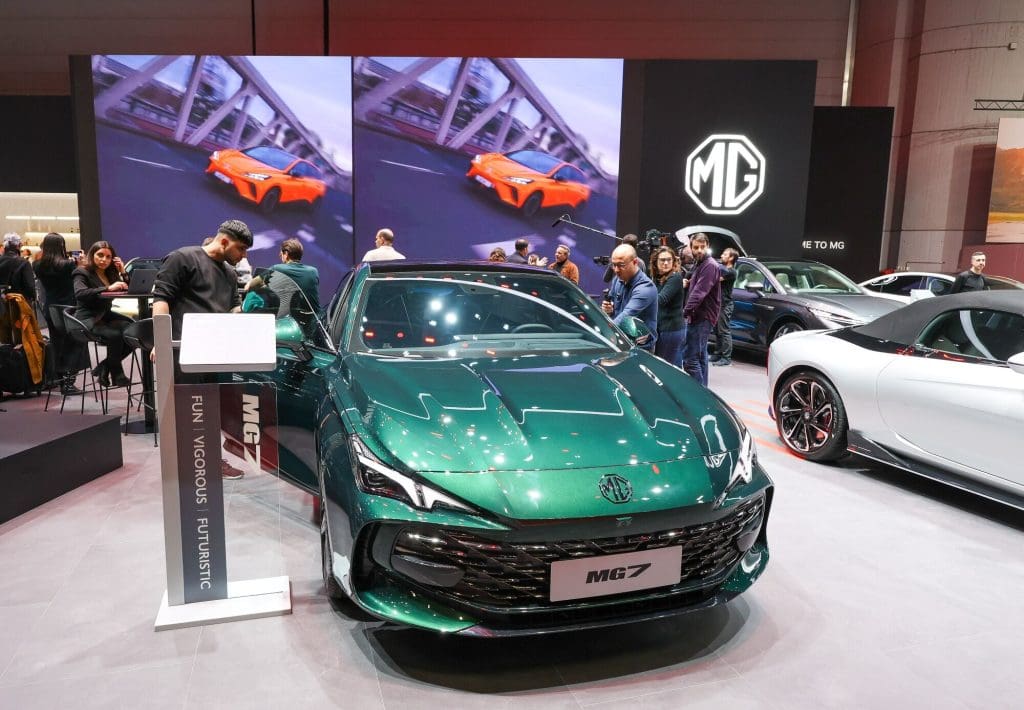 A Chinese-made electric car at the Geneva International Motor Show.