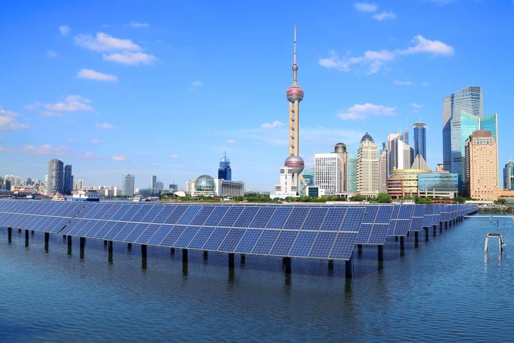 A solar system in Shanghai producing renewable energy