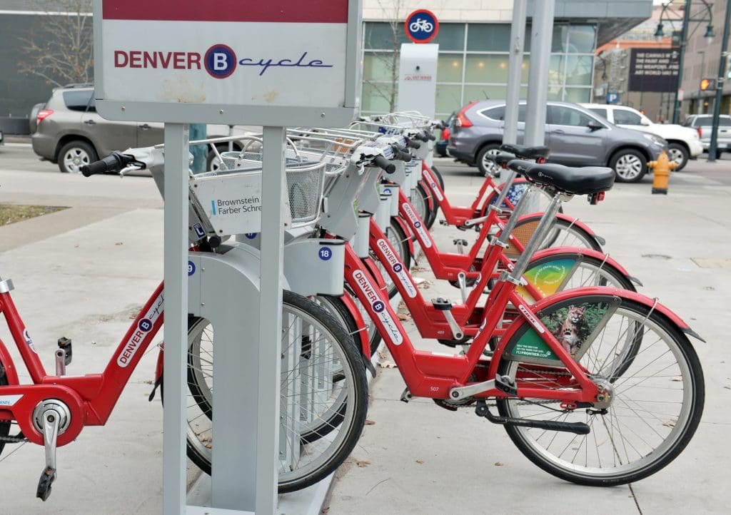 Denver Cycle, a Bicycle share programme in Colorado, gives residents and tourists one more transportation option and reduces the consumption of fossil fuels.