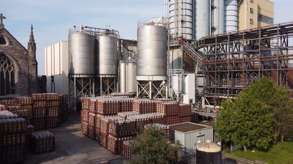 Guinness' main brewery is replacing fossil fuels with heat pumps 1 An aerial view of the Guinness Brewery and Storehouse in Dublin, which is being decarbonised partly through the use of heat pumps.