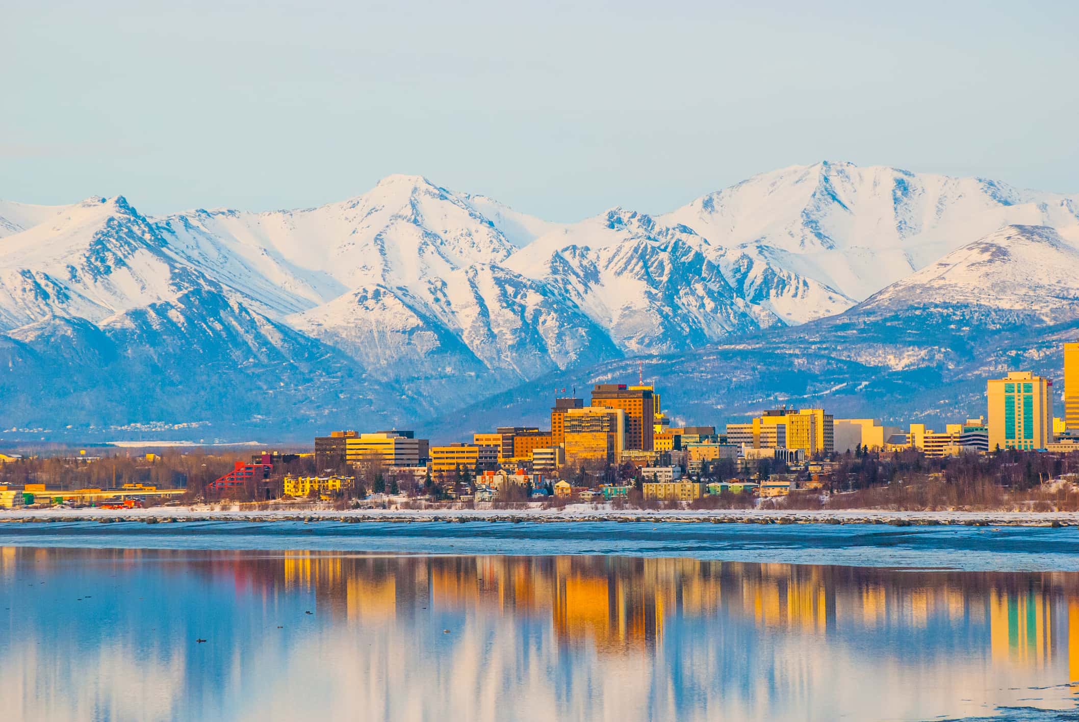 The skyline of Anchorage, Alaska. The city recently implemented parking reforms, helping to unlock affordable housing and other benefits.