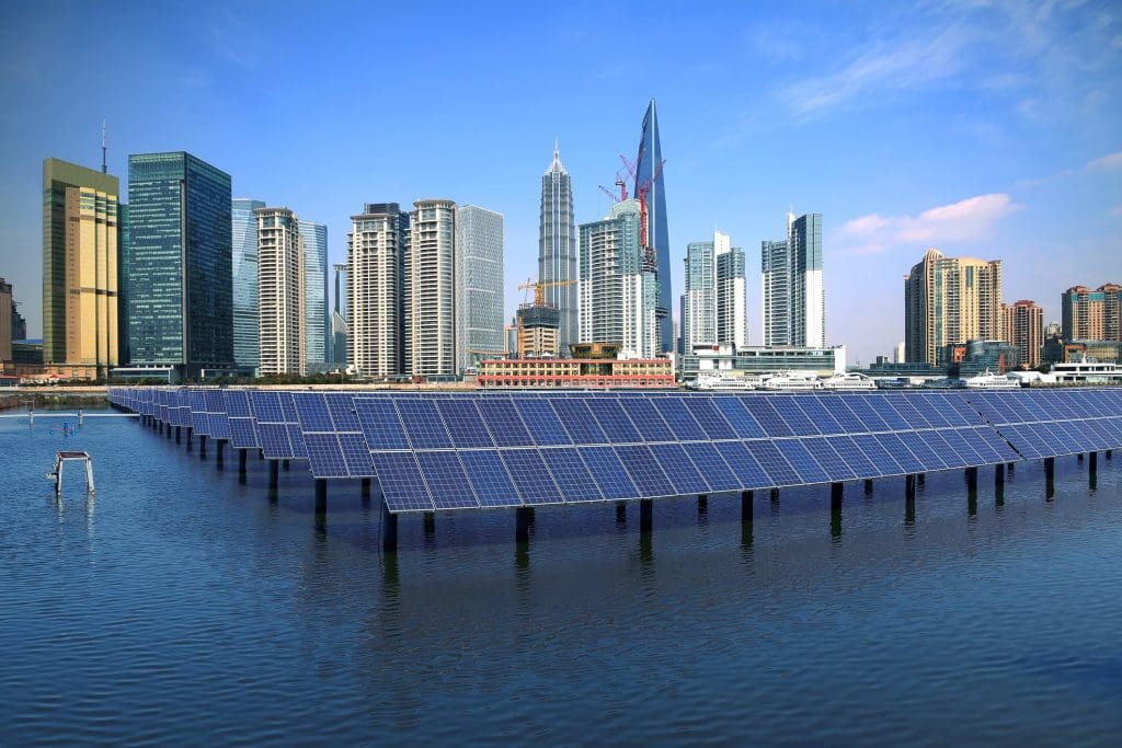 A solar system in China, which is moving past peak carbon emissions.