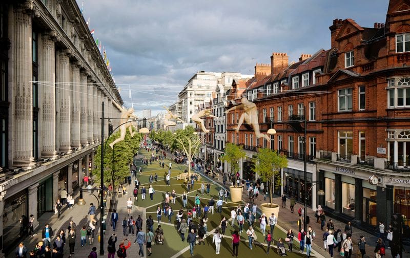 An artist's impression of London's Oxford Street, which will be fully pedestrianised to boost business