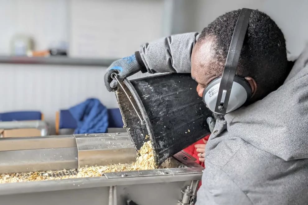 Shellfish shells being turned into concrete