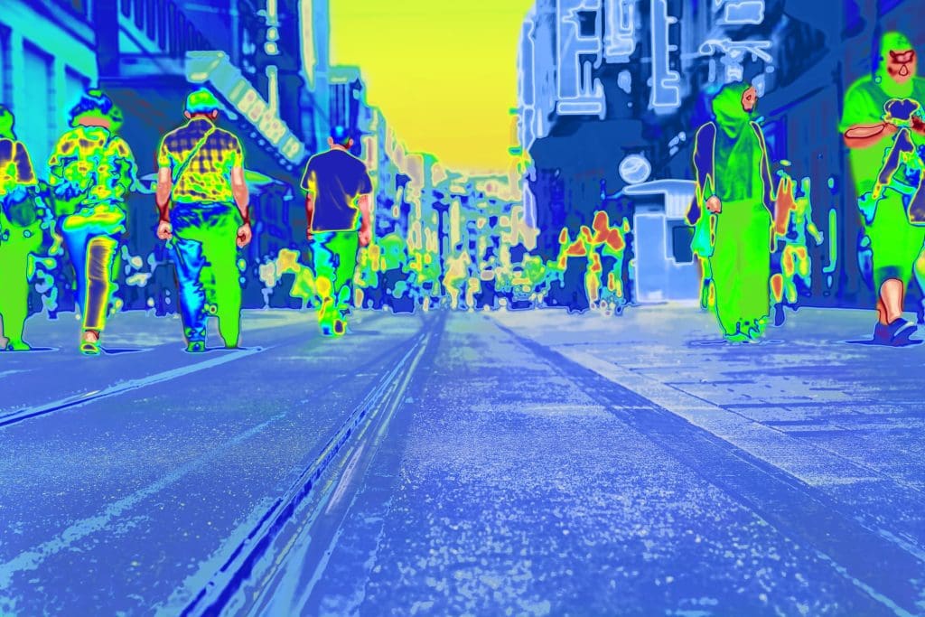 These companies are harnessing heat from people and data centres to cut emissions 6 A thermal image showing heat coming from people. This heat can be used to cut emissions.