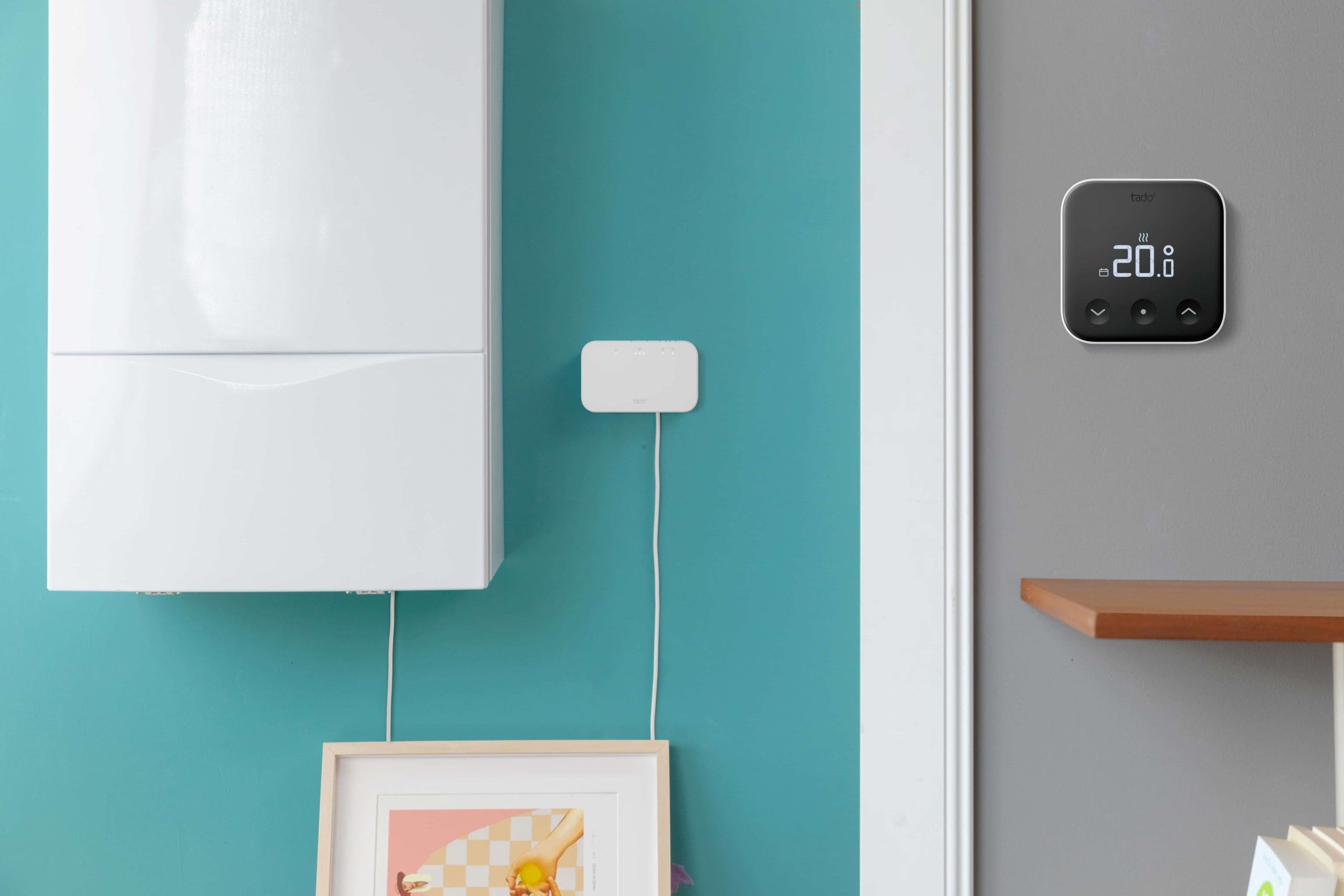 A photo of a smart thermostat developed by climate tech company Tado.