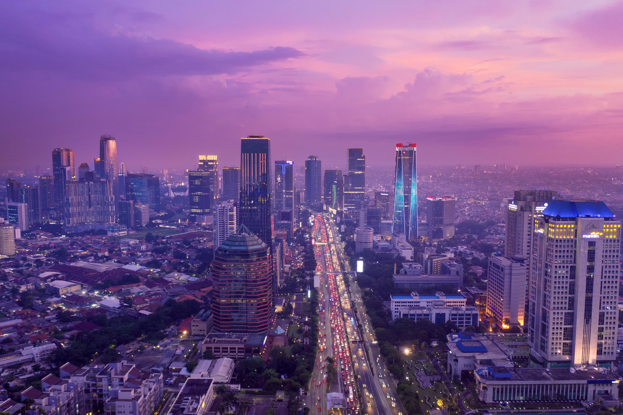 An aerial view of Jakarta, Indonesia. The country plans to switch quickly from coal to renewable electricity.