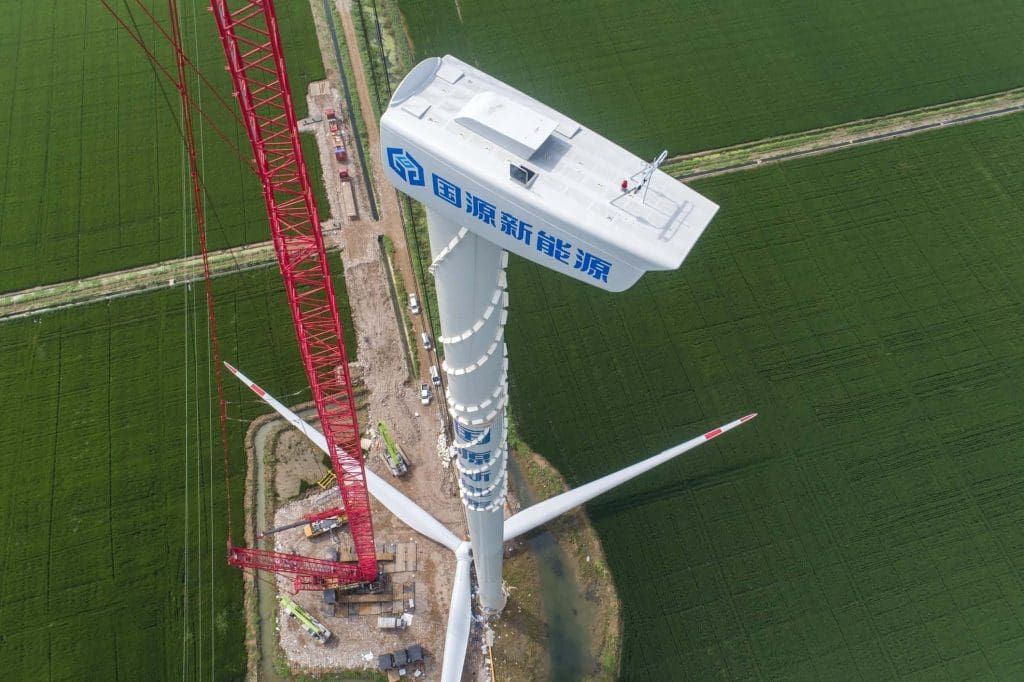 China smashes wind and solar installation records once again in 2024 1 A wind turbine being installed in China.