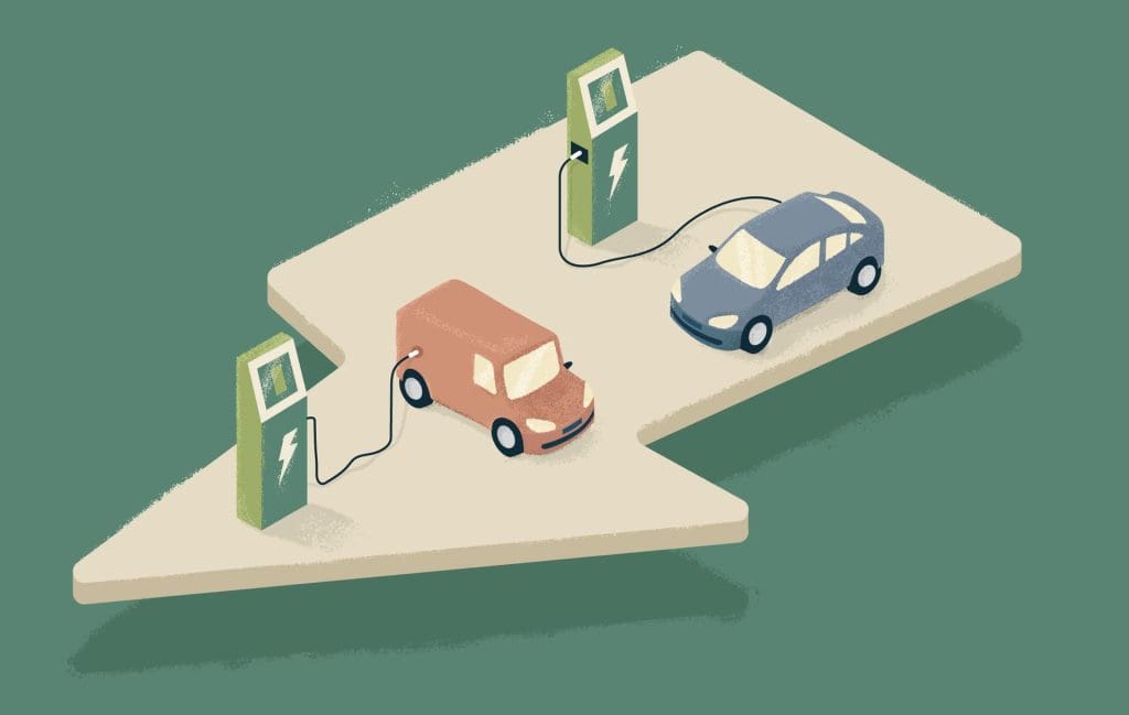 In numbers: The global EV boom is increasingly curbing oil demand 6 A graphic of electric vehicles (EVs) charging at a charging station