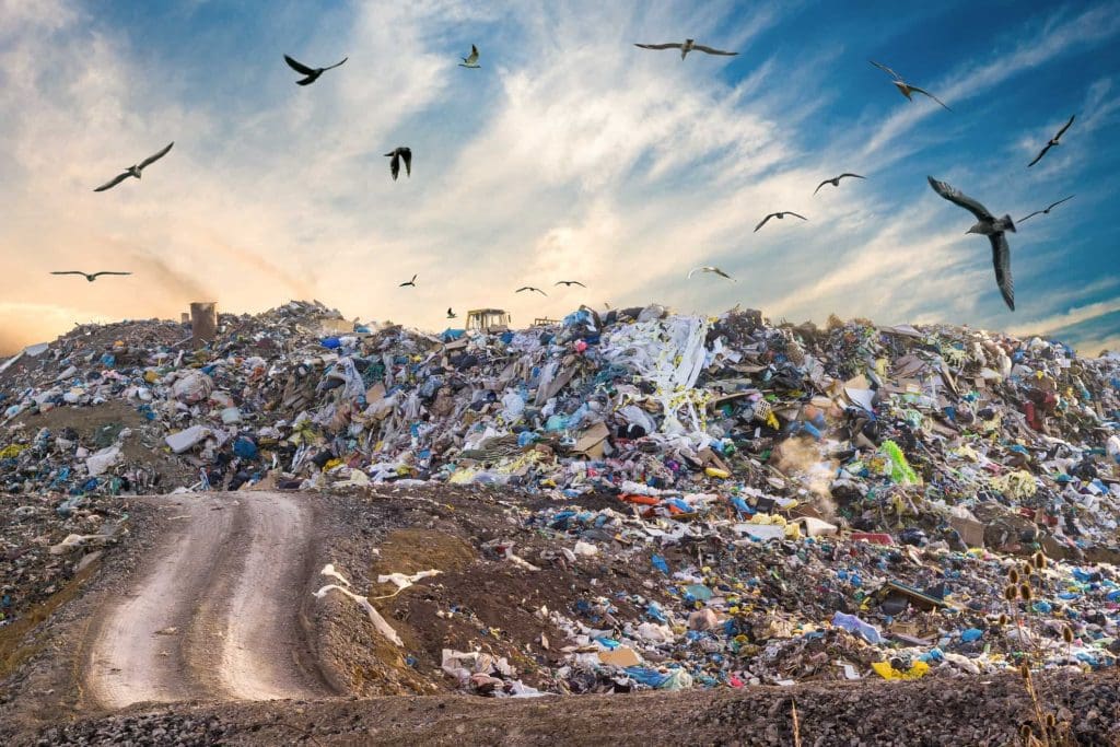 A photo of a landfill, which emits huge amounts of methane.
