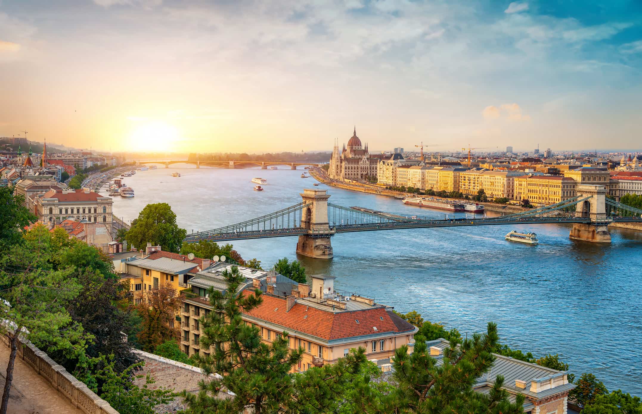 A photo of Budapest, Hungary. The country leads the world in solar energy integration.