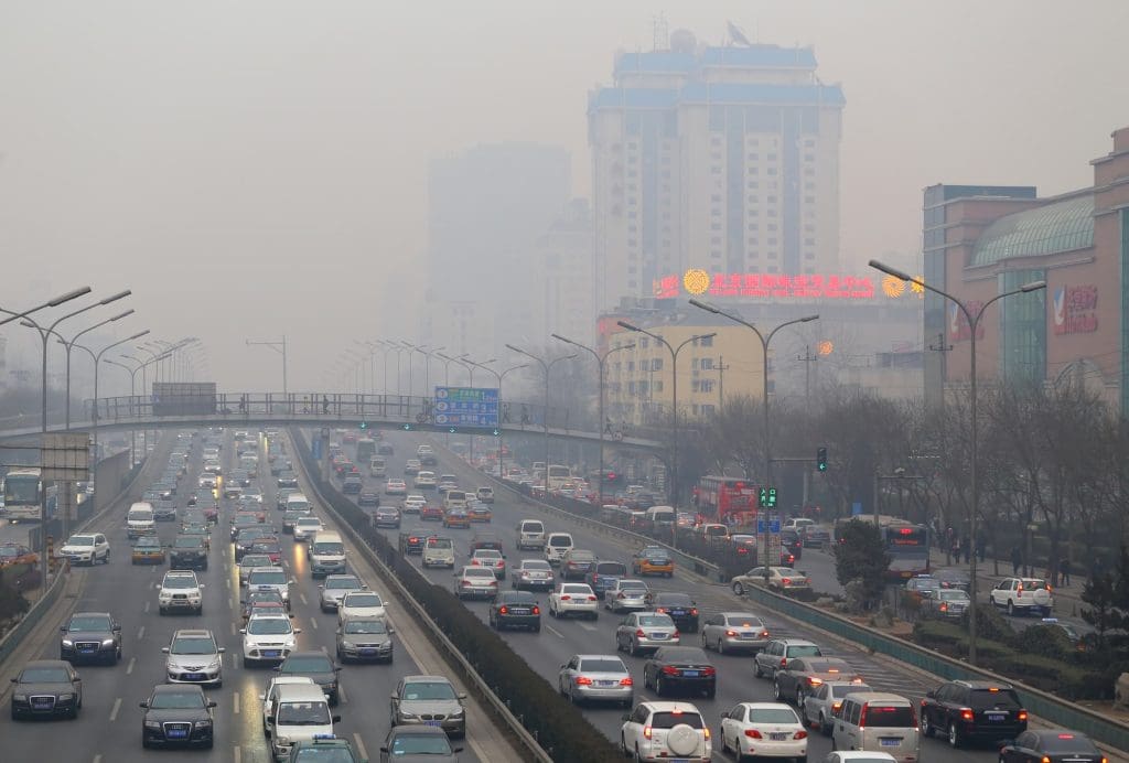 A photo of Beijing when the air quality was extremely poor.
