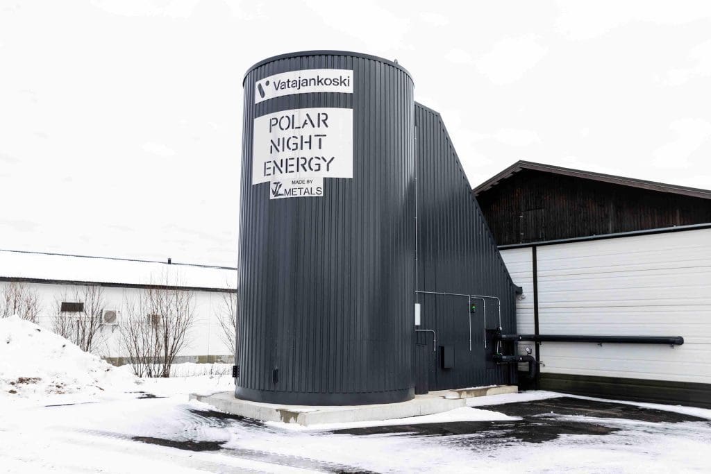 A photo of a sand battery by Finland's Polar Night Energy. The battery stores heat and electricity.